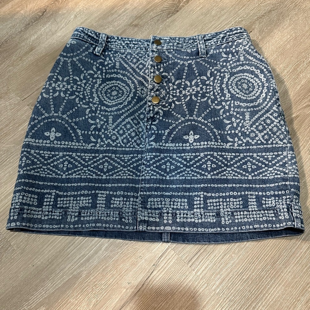 Free People Denim Patterned Women's Skirt Size 6 😻